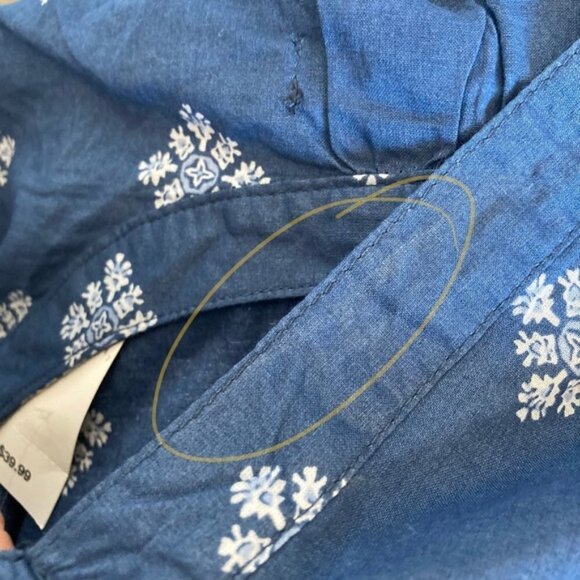 Gap Factory Blue Long Sleeve Snowflake Print Popover Blouse - Picture 8 of 8